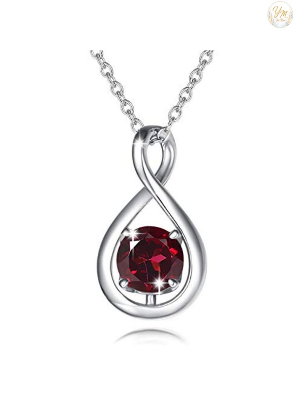 White Gold Plated Sterling Silver Infinity Birthstone Pendant Necklace